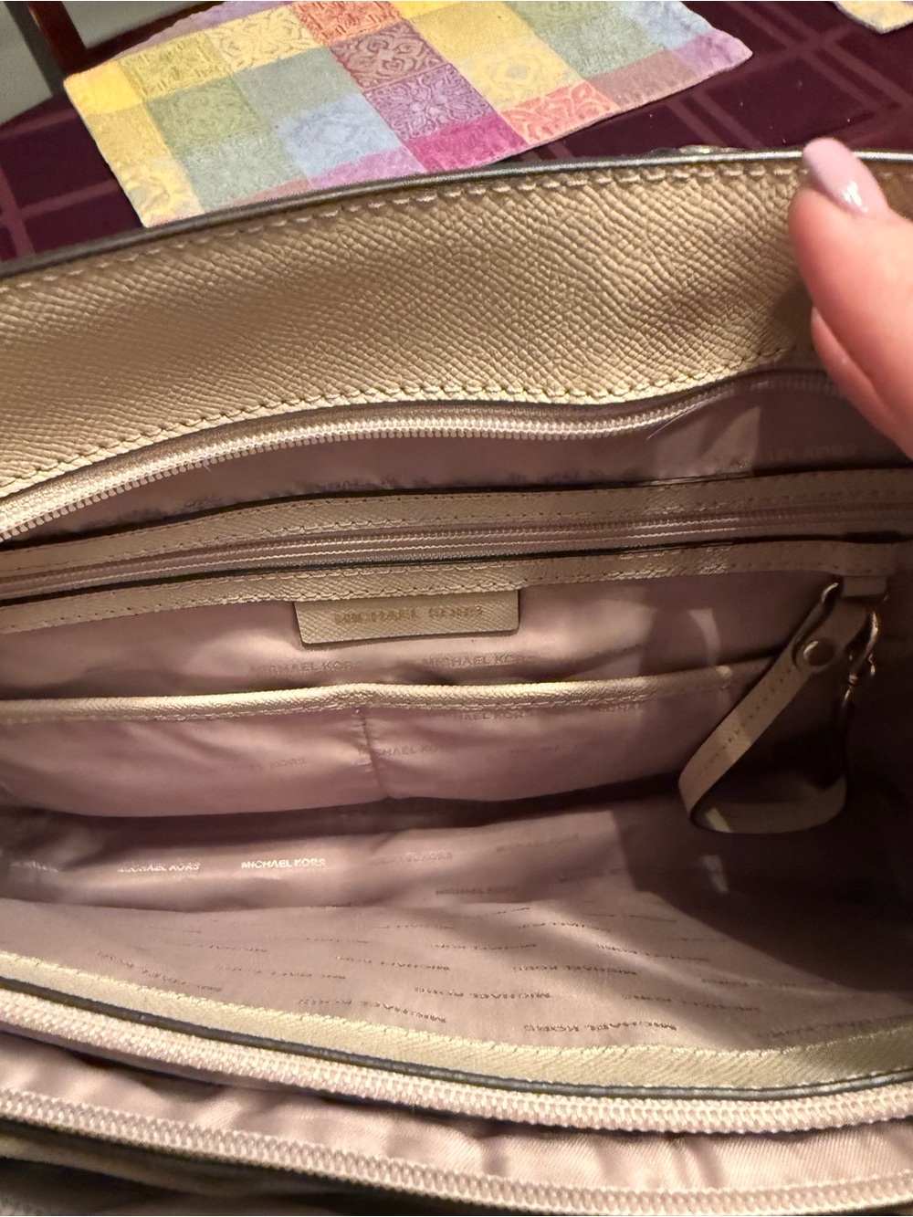 Michael Kors Light Beige Saffiano Leather Shoulder Bag - Picture 3 of 5